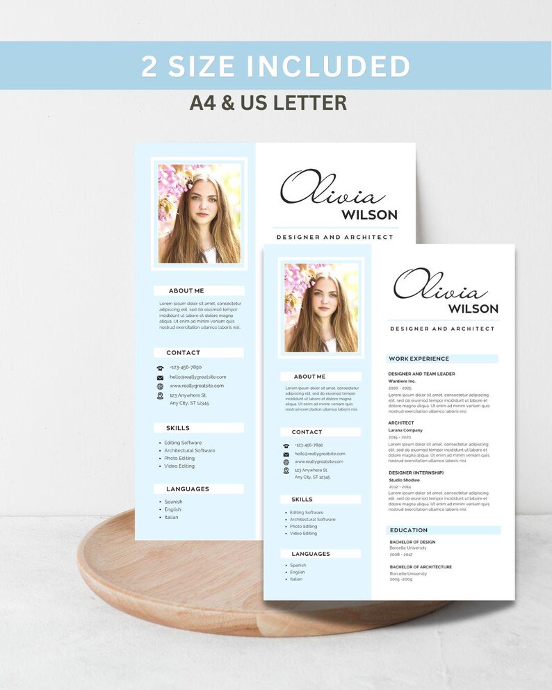 Blue Modern Canva Resume Template + Cover Letter | Professional Ats ...
