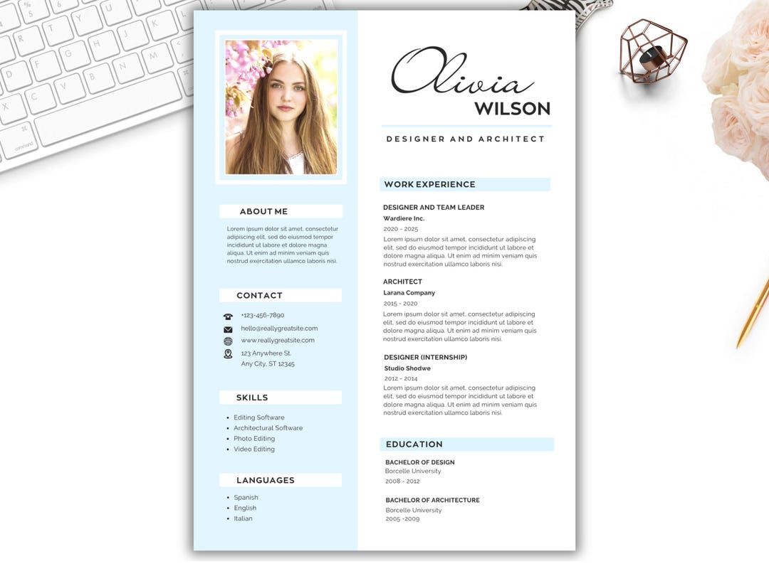 Blue Modern Canva Resume Template + Cover Letter | Professional Ats ...