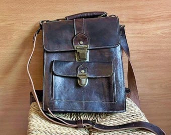 Handmade Moroccan Leather Shoulder Bag for Men & Women Genuine Leather Crossbody Bag, Artisan Handcrafted Vintage Style