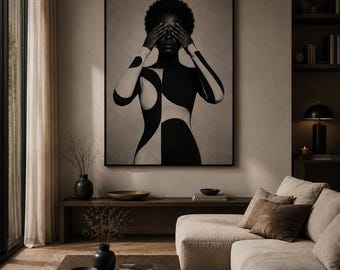 Monochrome Portrait Print | Abstract Woman Wall Art (Digital Download)