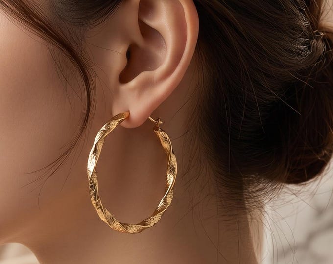 Twisted Hoop Earrings, Irregular Round Statement, Minimalist Chunky Hoops, Everyday Fashion Jewelry
