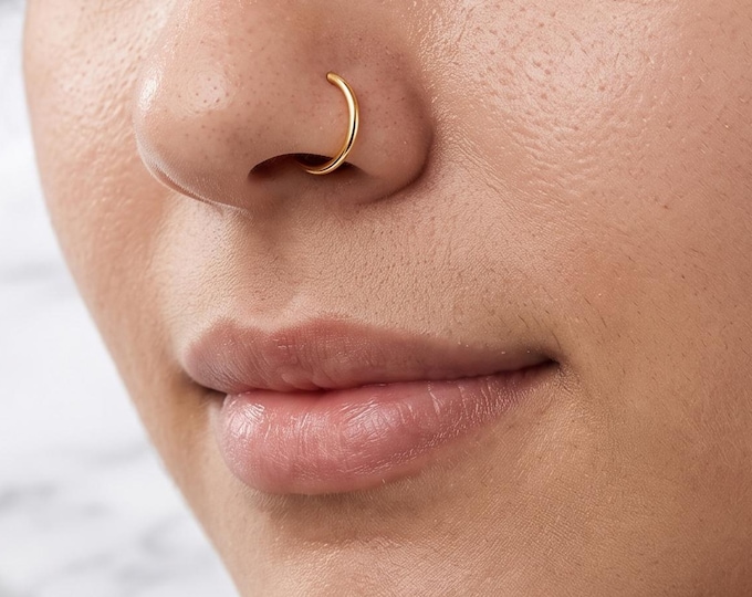 Fake Septum Nose Ring, Stainless Steel Non Piercing Clip-On Accessory