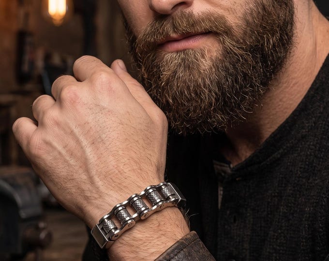 Men's Stainless Steel Chain Bracelet, Punk Bangle, Magnetic Clasp Accessory