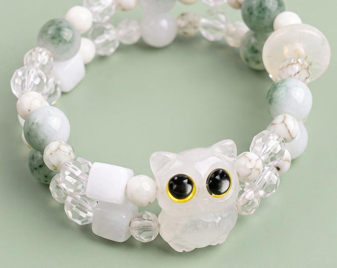 Handmade Cat Charm Beaded Bracelet, Adjustable Friendship Wristband, Kawaii Jewelry