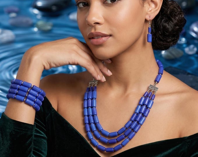 Colorful Acrylic Wave Jewelry Set, Multilayer Necklace Earrings Bracelet, Summer Fashion