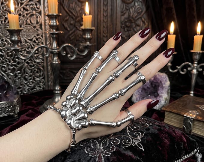 Ghost Skeleton Punk Gothic Bracelet, Retro Textured Wristband (Men & Women)