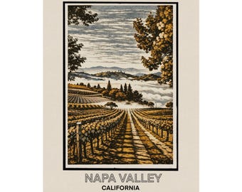 Napa Valley Vineyard Poster | Matte Vertical California Travel Art