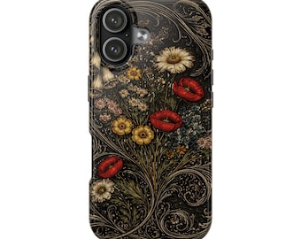 Vintage Botanical Poppies Phone Case | Floral Art iPhone Cover