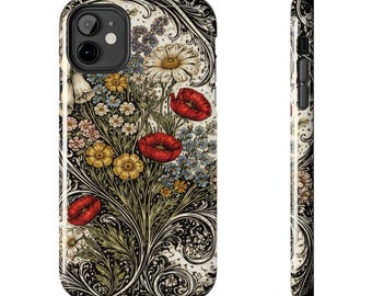 Vintage Botanical Poppy Floral Phone Case | Tough Phone Cases