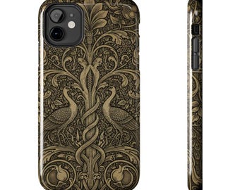 Victorian Peacocks Phone Case | Ornate Floral Scrollwork Tough Case