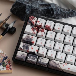 桜の模様と白のキーキャップ キーボードセット PRESS RELEASE | HHKB 