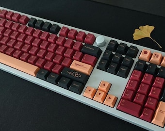 Set di tasti Ninja rossi, stile Samurai giapponese, in PBT, profilo Cherry, 151 tasti, tastiera meccanica personalizzata, regalo per gamer, stile artigianale.