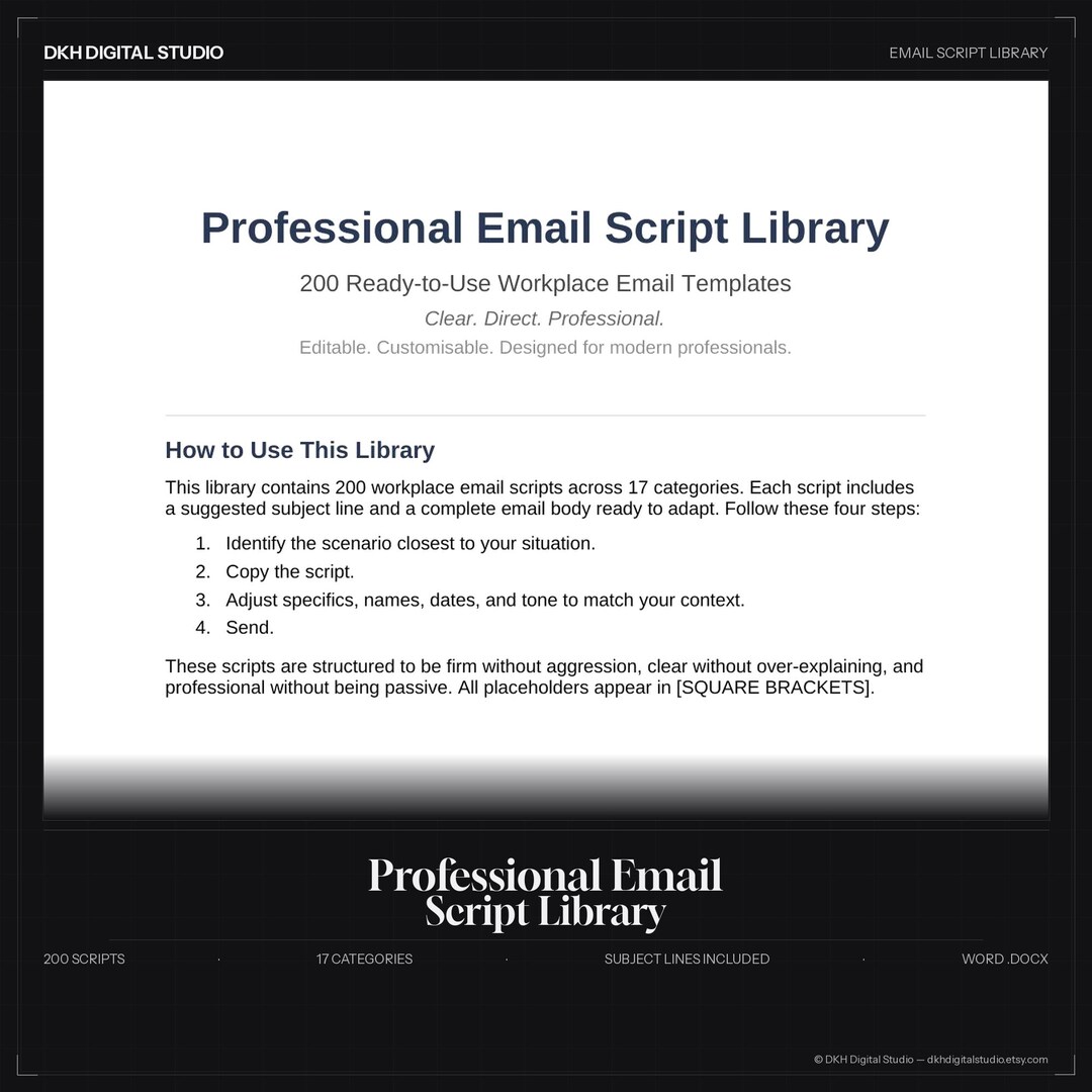 Professional Email Script Library | 200 Workplace Email Templates ...