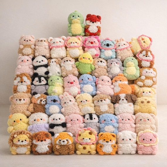 24 Mini Animals Crochet Pattern: Amigurumi Bundle Digital Download