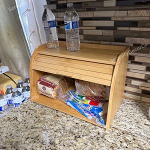 Wood Bread Box, Corner Bread Box, Countertop Bread Box, Roll Top  Bread Basket, Bread Bin, Bread Holder, Housewarming Gift, Kitchen Storage