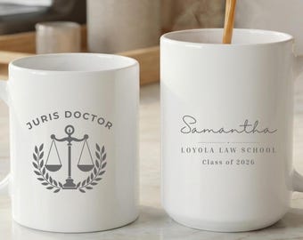 Personalized Juris Doctor Mug, Law School Graduation Gift, Class of 2026, Future Lawyer Mug