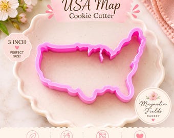 USA Map Cookie Cutter – 3 Inch Patriotic Baking Tool (Food-Safe PLA)