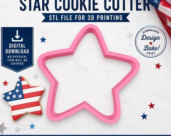 4th of July Star Cookie Cutter STL File | Patriotic USA Flag Design (Digital Download)