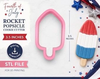 Rocket Popsicle Cookie Cutter STL File | 3.5 Inch Patriotic 3D Printing Design (Digital Download)