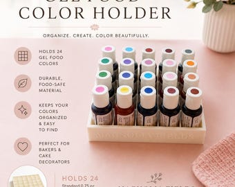 Custom Gel Food Color Holder | 24 Bottle Bakery Organizer, Food-Grade PLA Rack