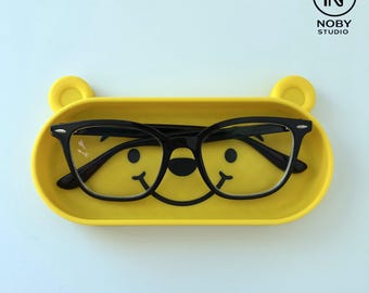 Happy Bear Glasses Holder Tray – 3D Printed Desk Organizer, Kawaii Accessory Dock