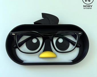 Penguin Glasses Holder – Desk Organizer Tray, Kawaii Accessory Dock - 3D Printed
