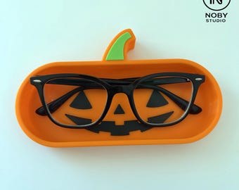 Happy Pumpkin Glasses Holder – 3D Printed Desk Organizer, Fall Accessory Tray