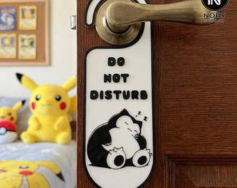 3D Printed Sleeping Monster Door Hanger – Gamer Privacy Sign, Anime Room Tag