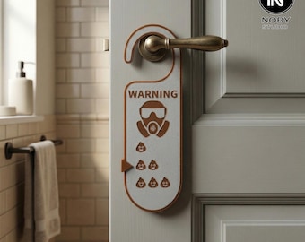 Funny Bathroom Door Hanger – Biohazard Poop Level Sign, 3D Printed PLA Plastic Tag