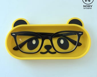 Yellow Bear Glasses Holder Tray – 3D Printed Desk Organizer, Kawaii Accessory Dock