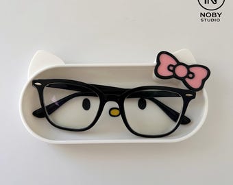 Hello Kitty Glasses Holder Tray – Desk Organizer, Kawaii Cat Accessory Dock - 3D Printed