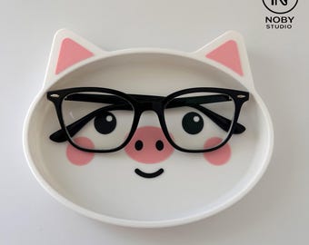Pig Glasses Holder – Kawaii Desk Organizer Tray accessory - 3D Printed