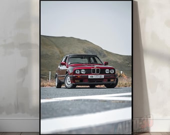 Póster del BMW E30, arte mural de BMW, póster de coche, impresión automotriz, regalo de BMW, arte mural imprimible, arte del E30