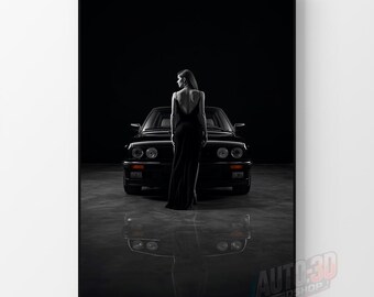 Póster del BMW E30, arte mural de BMW, póster de coche, impresión automotriz, regalo de BMW, arte mural imprimible, arte del E30