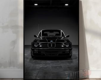 Póster del BMW E30, arte mural de BMW, póster de coche, impresión automotriz, regalo de BMW, arte mural imprimible, arte del E30