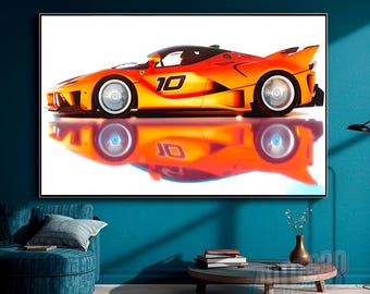 Póster del Ferrari SF90, arte mural del Ferrari SF90, póster de coche, impresión automotriz, regalo del Ferrari SF90, arte mural imprimible, arte del Ferrari SF90