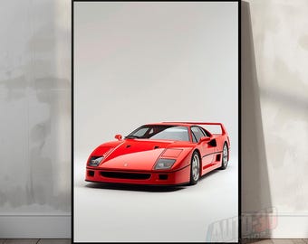 Póster del Ferrari F40, Arte mural del Ferrari F40, Póster de coche, Impresión automotriz, Regalo del Ferrari F40, Arte mural imprimible, Arte del Ferrari F40