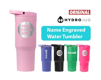 Bicchiere sportivo HydroJug da 40 oz con cannuccia, inciso al laser, in acciaio inossidabile, con base in gomma, resistente per palestra o attività all'aperto.