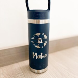 Personalized Yeti Tropical Pink Rambler 2.0 Water Bottle, Laser Engraved Stainless Steel Insulated Bottle with Color-Matching Straw Cap