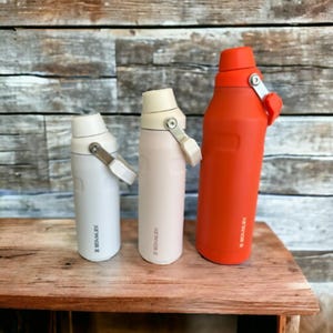 Laser Engraved Stanley 24oz IceFlow Fast Flow Bottle, Personalized Stainless Steel Bottle with integrated cap holder and Lid, Travel & Sport