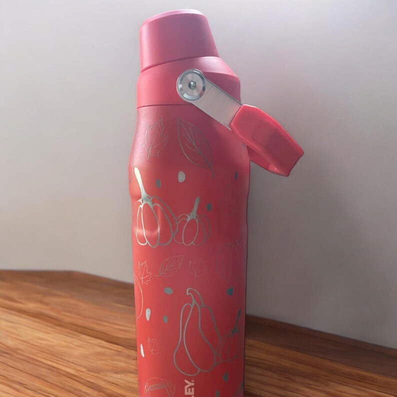 Laser Engraved Stanley 24oz IceFlow Fast Flow Bottle, Personalized Stainless Steel Bottle with integrated cap holder and Lid, Travel & Sport