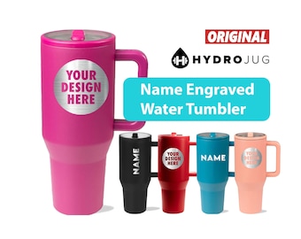 Bicchiere termico HydroJug per bambini da 590 ml con cannuccia retrattile e manico, in acciaio inossidabile a prova di perdite con incisione laser personalizzata, perfetto per la scuola e lo sport.