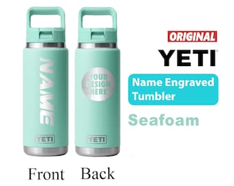 Borraccia Yeti Seafoam Rambler 2.0 personalizzata, borraccia in acciaio inossidabile con isolamento sottovuoto e incisione laser, con tappo in cannuccia abbinato al colore.