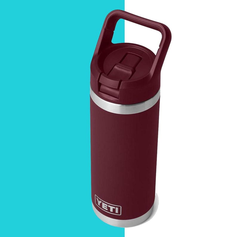 Personalized Yeti Tropical Pink Rambler 2.0 Water Bottle, Laser Engraved Stainless Steel Insulated Bottle with Color-Matching Straw Cap