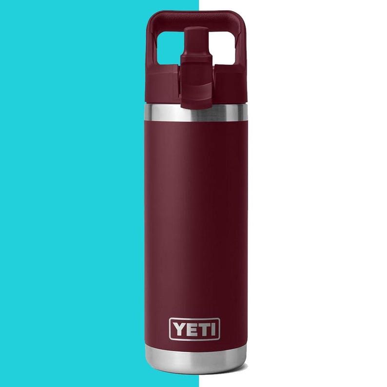 Personalized Yeti Tropical Pink Rambler 2.0 Water Bottle, Laser Engraved Stainless Steel Insulated Bottle with Color-Matching Straw Cap