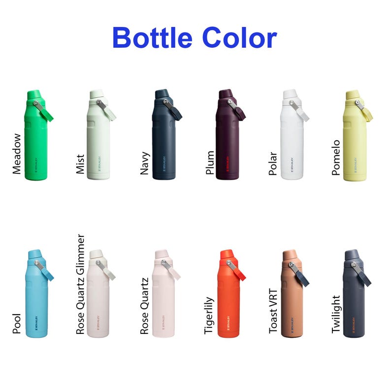 Laser Engraved Stanley 24oz IceFlow Fast Flow Bottle, Personalized Stainless Steel Bottle with integrated cap holder and Lid, Travel & Sport