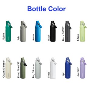 Laser Engraved Stanley 24oz IceFlow Fast Flow Bottle, Personalized Stainless Steel Bottle with integrated cap holder and Lid, Travel & Sport