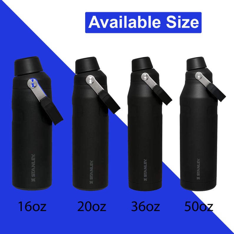 Laser Engraved Stanley 24oz IceFlow Fast Flow Bottle, Personalized Stainless Steel Bottle with integrated cap holder and Lid, Travel & Sport