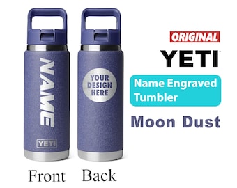 Borraccia Yeti Moon Dust Rambler 2.0 personalizzata, borraccia in acciaio inossidabile con isolamento sottovuoto e incisione laser, con tappo in cannuccia abbinato.