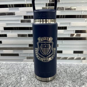 Personalized Yeti Tropical Pink Rambler 2.0 Water Bottle, Laser Engraved Stainless Steel Insulated Bottle with Color-Matching Straw Cap